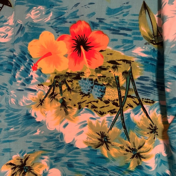 Men’s Hawaiian Island Shirt XL Sailboat Hibiscus Palm Trees Ocean Thumbs Up NWT - Picture 8 of 8